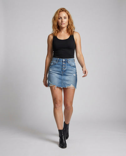 Damen Urbane Klassische Taschenaufteilung Denim Jeansminirock