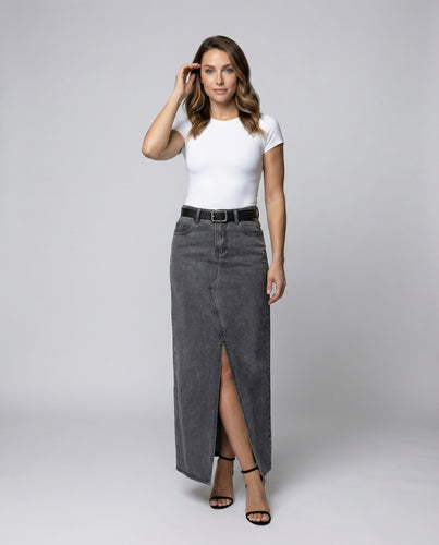 Damen Urbane Asymmetrische Naht Denim Maxi-Jeansrock