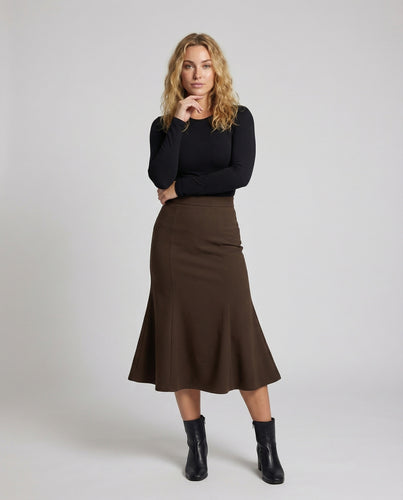 Damen Schlichte Schmeichelnde Silhouette Mischgewebe Midirock