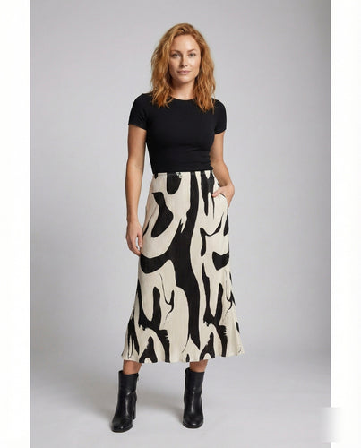 Damen Grafische Abstrakter Print Rippstrick Midirock