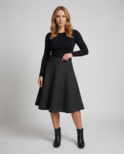 Damen Klassische Schwingender Tellerfall Wollmix Wollmixrock