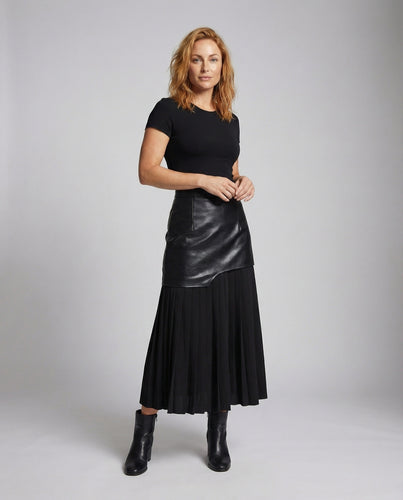 Damen Moderne Asymmetrischer Leder-Überwurf Kunstleder Zweilagiger Maxirock