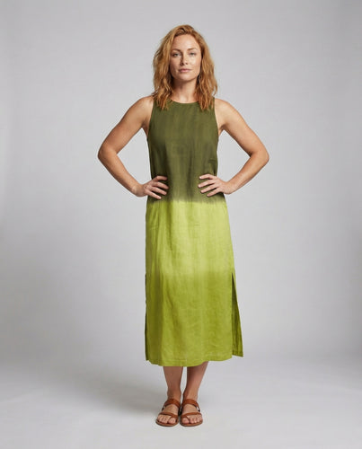 Damen Elegante Sanfter Farbverlauf Mischgewebe Longkleid