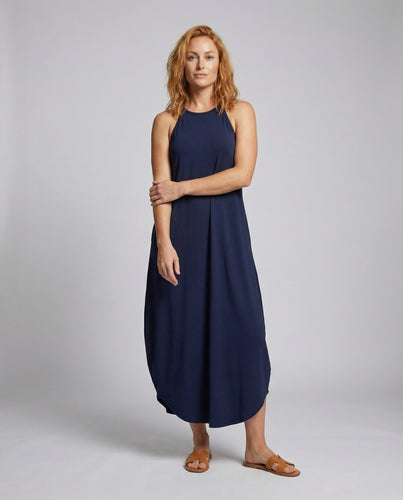 Damen Sportliche Racerback-Ausschnitt Mischgewebe Maxikleid