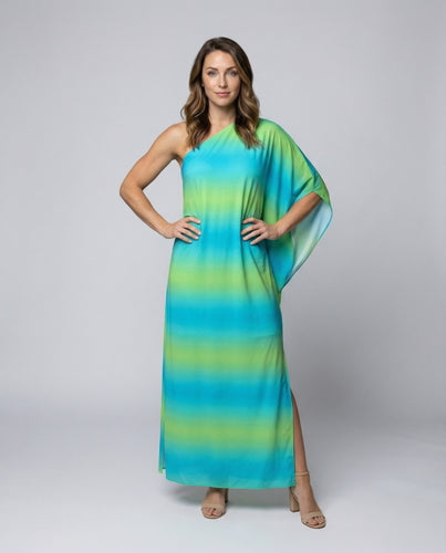Damen Elegante Drapierte Silhouette Satin Ein-Schulter-Maxikleid