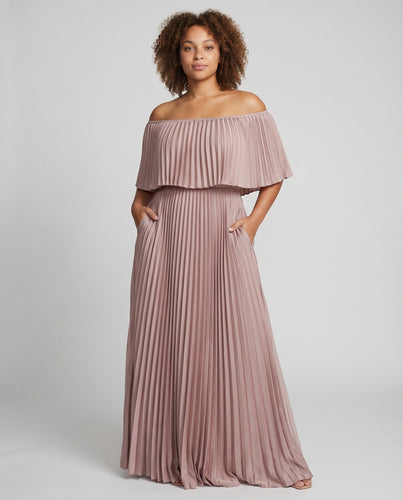 Damen Elegante Doppellagiges Volantoberteil Chiffon Carmen-Maxikleid