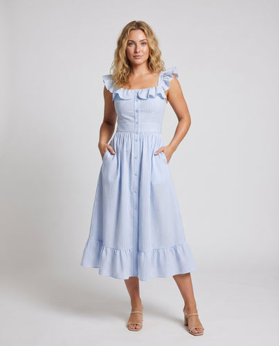 Damen Romantische Geformtes Mieder Mischgewebe Carmen-Kleid