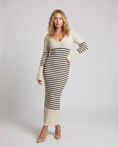 Damen Moderne Taillierte Rippenstruktur Strick Riviera-Strickkleid