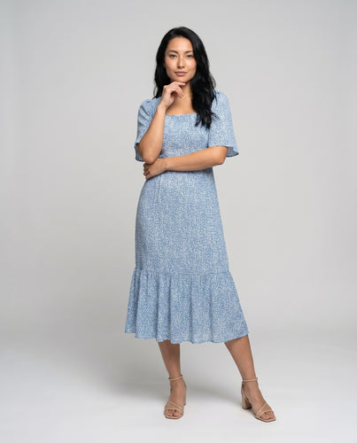 Damen Feminine Schmeichelnder Tellerrock Mischgewebe Midikleid