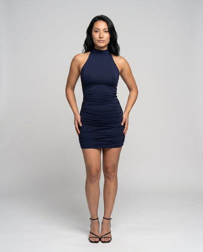 Damen Moderne Ausgeschnittene Schulterpartie Mischgewebe Minikleid
