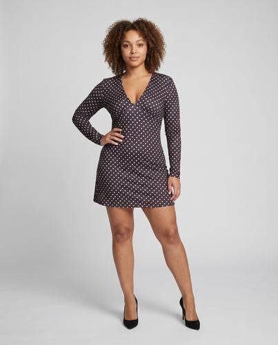 Damen Florale Klassisches Retro-Punktmuster Mischgewebe Minikleid
