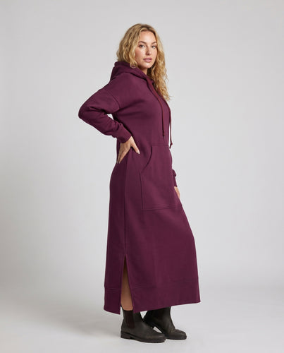 Damen Sportliche Gerader Fall Sweatstoff Kapuzen-Sweatkleid