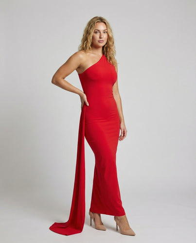 Damen Gala-Maxikleid Rückenausschnitt Schultertuch