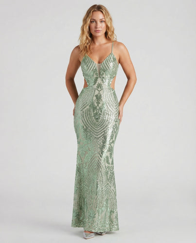 Damen Meerjungfrauen Galakleid Cut-Outs Barock-Stil