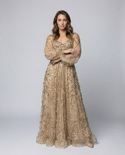 Damen Couture-Ballrobe Tüll-Korsett Stufenvolant