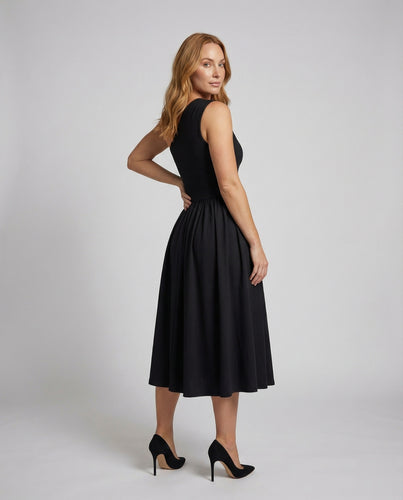 Damen Midi Cocktailkleid Einseitig Tellerrock