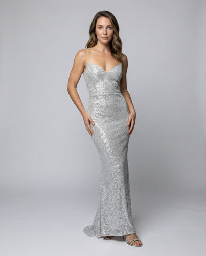 Damen Korsagen-Abendkleid Spaghettiträger Beinschlitz