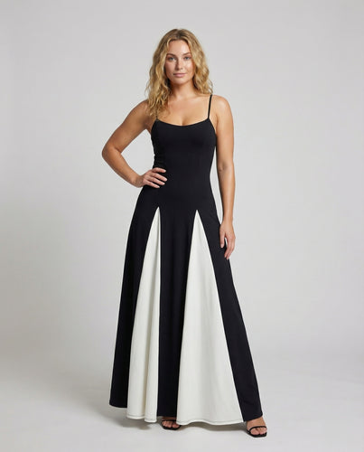 Damen Bahnenkleid Miederstruktur Godet-Saum