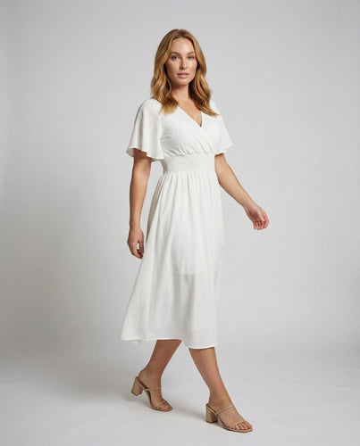 Damen Baumwollkleid Broderie-Anglaise Wickel-Optik