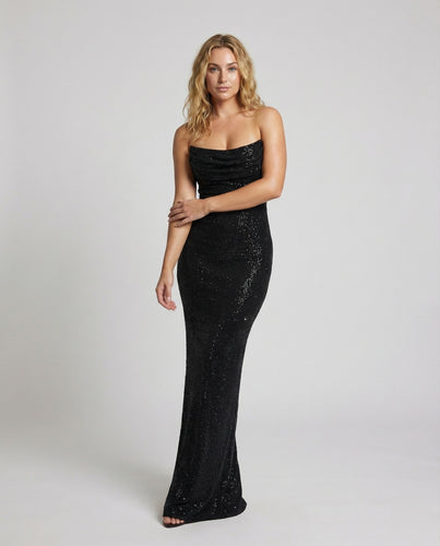 Damen Off-Shoulder Abend-Maxi Korsage Glitzer