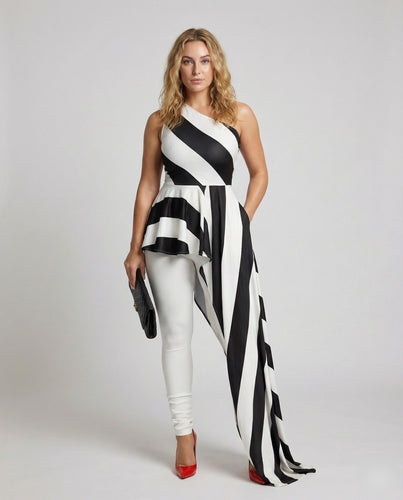 Damen Off-Shoulder Oberteil Peplum Schleppe