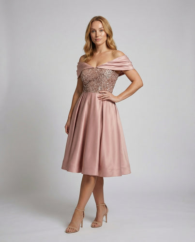 Damen Petticoat-Cocktailkleid Satin Tellerrock