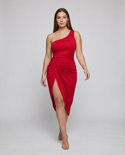 Damen Midikleid Herzausschnitt Wickeloptik Beinschlitz
