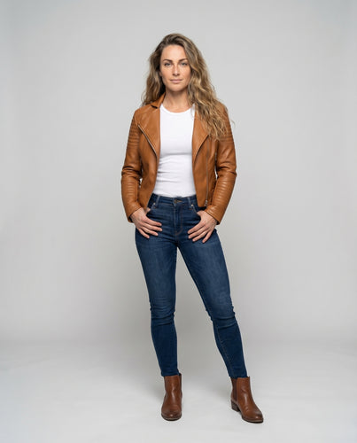 Damen Motorradblazer-Look Konturiert Schnallengürtel Revers