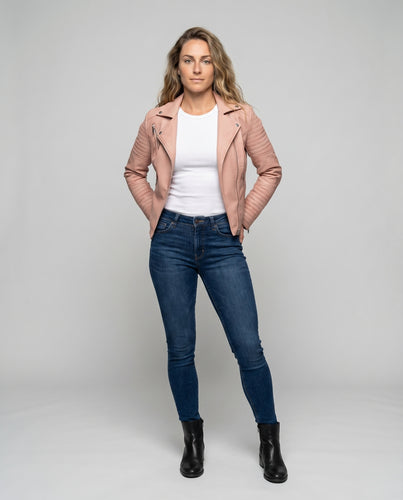 Damen Riderjacke Vegan Wattierte Ellenbogen-Paneele