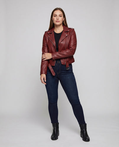 Damen Revers-Blouson Schulterklappen Asymmetrisch Gürtel