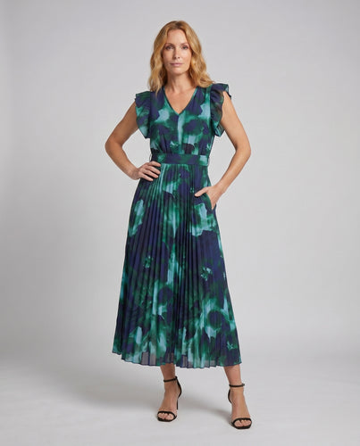 Damen Hemdblusenkleid Bindegürtel Tellerrock 3/4-Arm