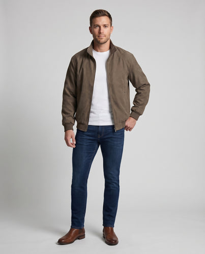 Herren College-Blouson Veloursstruktur Stehkragen Taschen