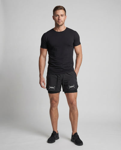 Herren Laufshorts Zweilagig Kompressions-Innerhose Kordelzug