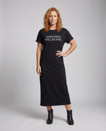 Damen Shirtkleid Statement-Aufdruck Baumwoll-Mix Umschlagärmel