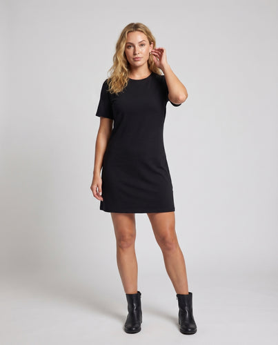 Damen A-Linien-Kleid Schwingender Saum Kurzarm Rundhals