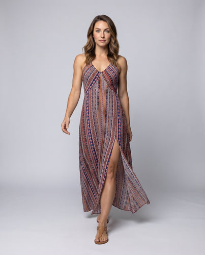 Damen Strandkleid V-Ausschnitt Oberschenkelschlitz Spaghettiträger
