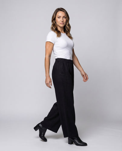 Damen Palazzo-Hose Elastischer Bund Fließender Fall Weit