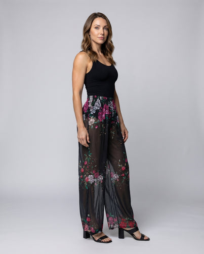 Damen Palazzo-Hose Ethno-Muster Hoher Gummibund Jersey