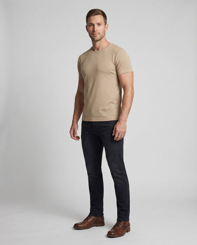 Herren Rundhals-T-Shirt Schmale Silhouette Baumwollstretch Figurnah