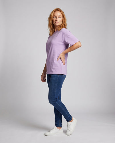 Unisex Baumwoll-T-Shirt Boxy-Schnitt Überschnittene Schultern Oversize