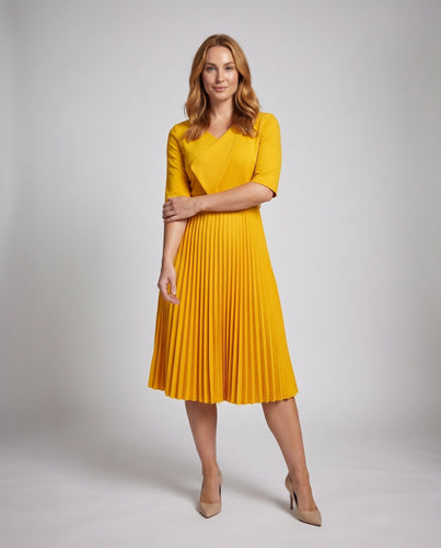 Damen Midikleid Plissierter Rock Brustdrapierung Taillengürtel