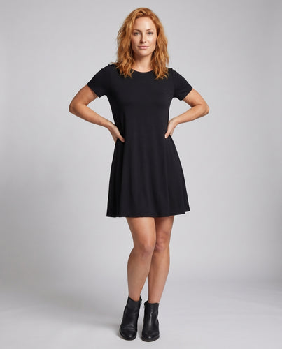 Damen Jersey-T-Shirtkleid A-Linien-Swing Elastischer Komfort Minimalistisch