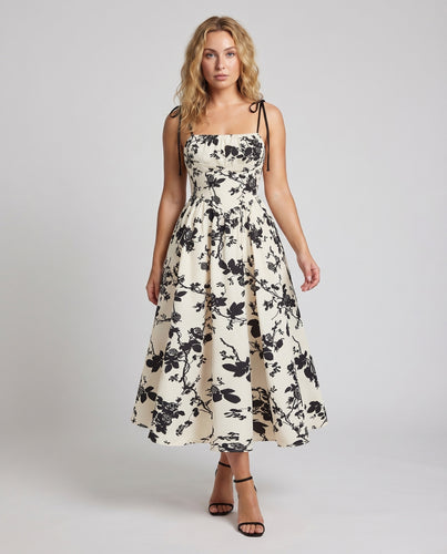Damen Retro-Tellerkleid Schulterriemen Voluminöser Rock Tailliert