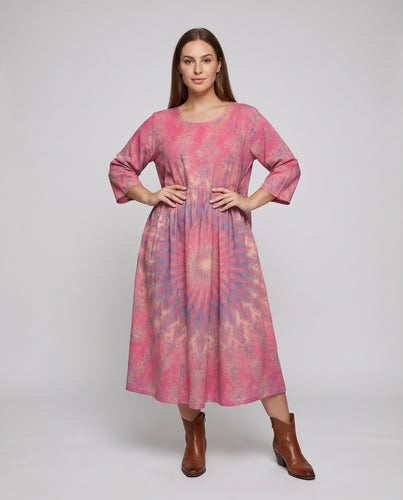 Damen Boho-Kleid Geraffte Empire-Taille V-Ausschnitt Bodenlang