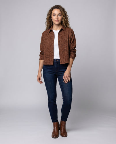 Damen Gesteppte Kurzjacke Floraler Jacquard Blusenstil