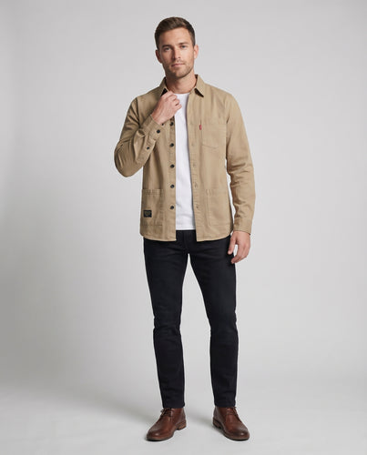 Herren Overshirt Gewaschene Baumwolle Aufgesetzte Taschen Lässig