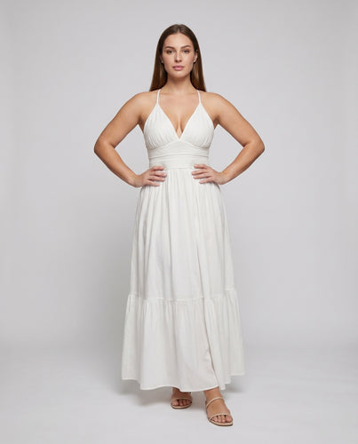 Damen Maxikleid Geraffte Taille Spaghettiträger Luftig