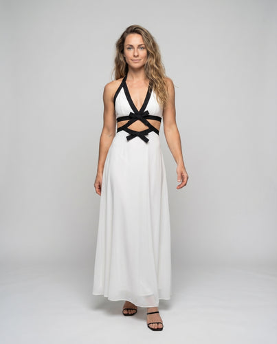 Damen Abendrobe Korsage Chiffonrock Neckholder-V-Ausschnitt