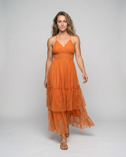 Damen Maxikleid Spaghettiträger Stufenrock Geraffte Taille