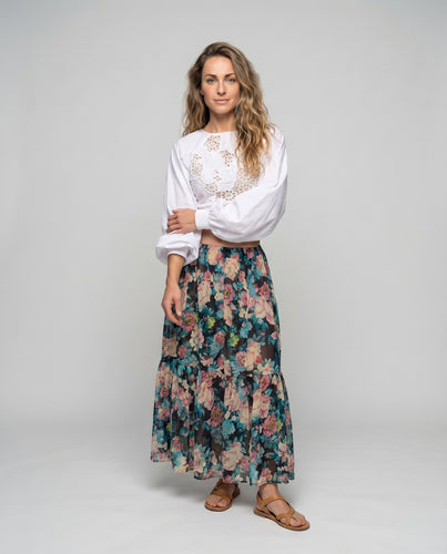 Damen Spitzen-Blusen-Top Schnürdetail Ballonärmel Rückenfrei